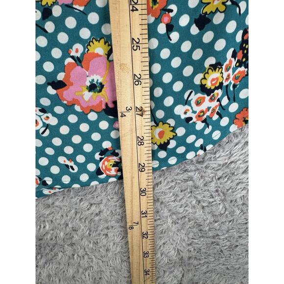 ModCloth Women 2X Top Blue Polka Dot Floral Sleeveless V-Neck Retro‎ Lightweight - Picture 6 of 12